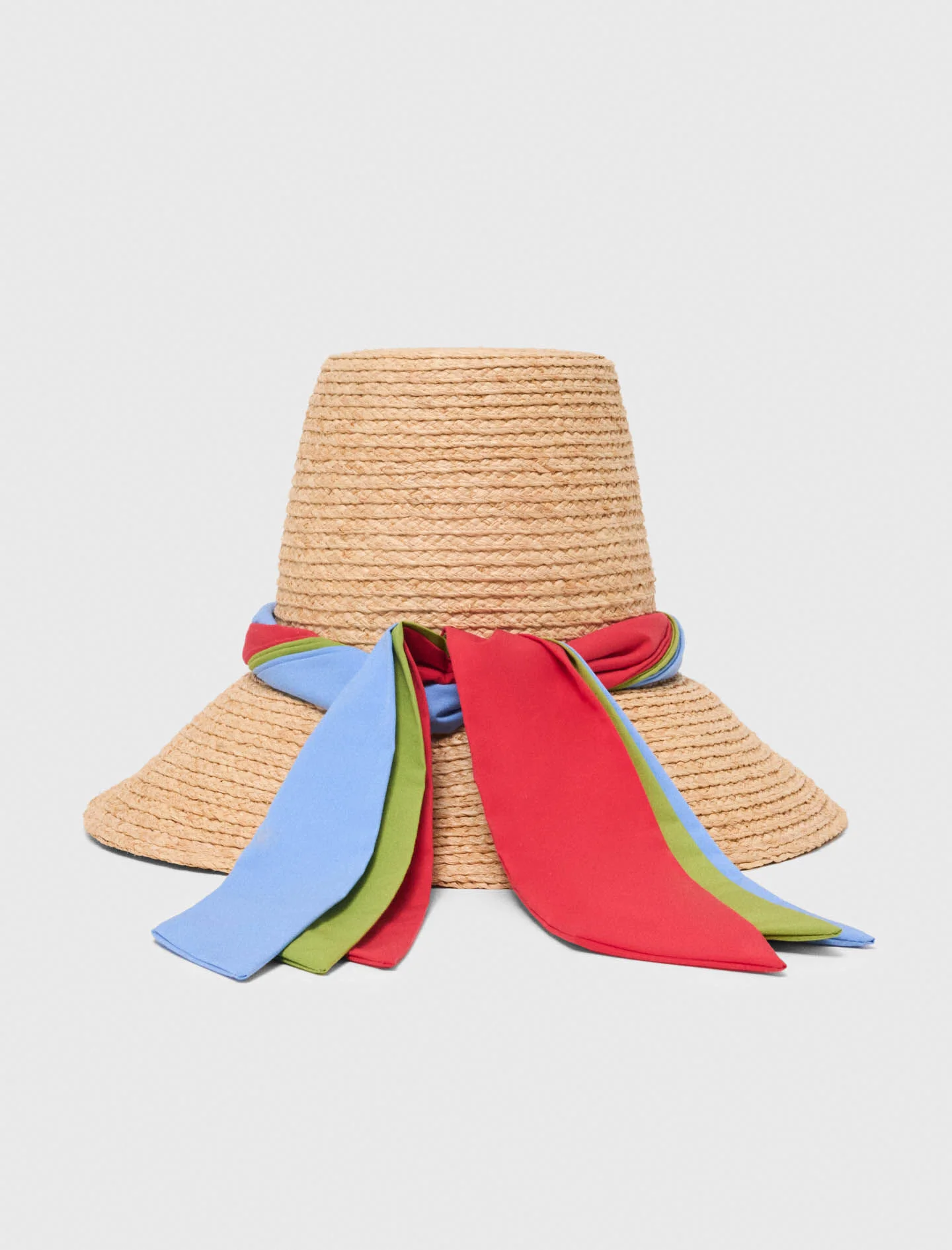 Raffia hat with printed ribbon - 1