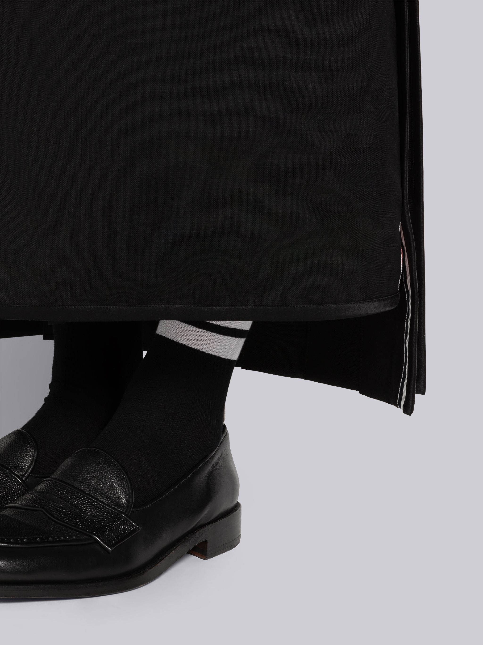 Super 120's Twill Grosgrain Low Rise Ankle Length Pleated Skirt - 6