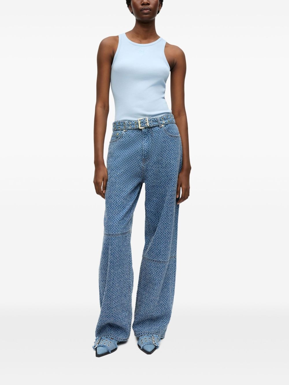belted wide-leg jeans - 2