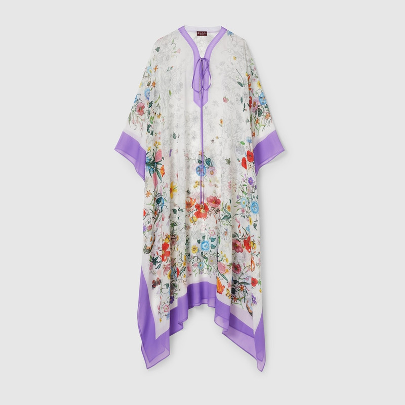 GUCCI Printed silk cape dress outlook