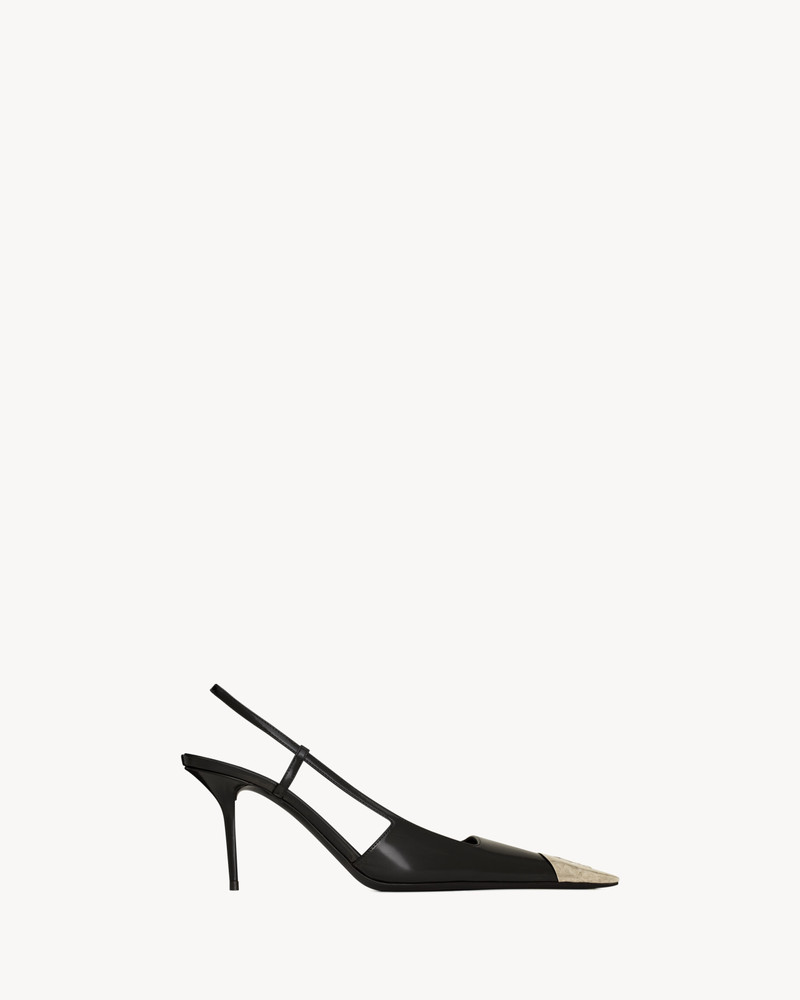 JEANNE SLINGBACK PUMPS IN GLAZED LEATHER - 1