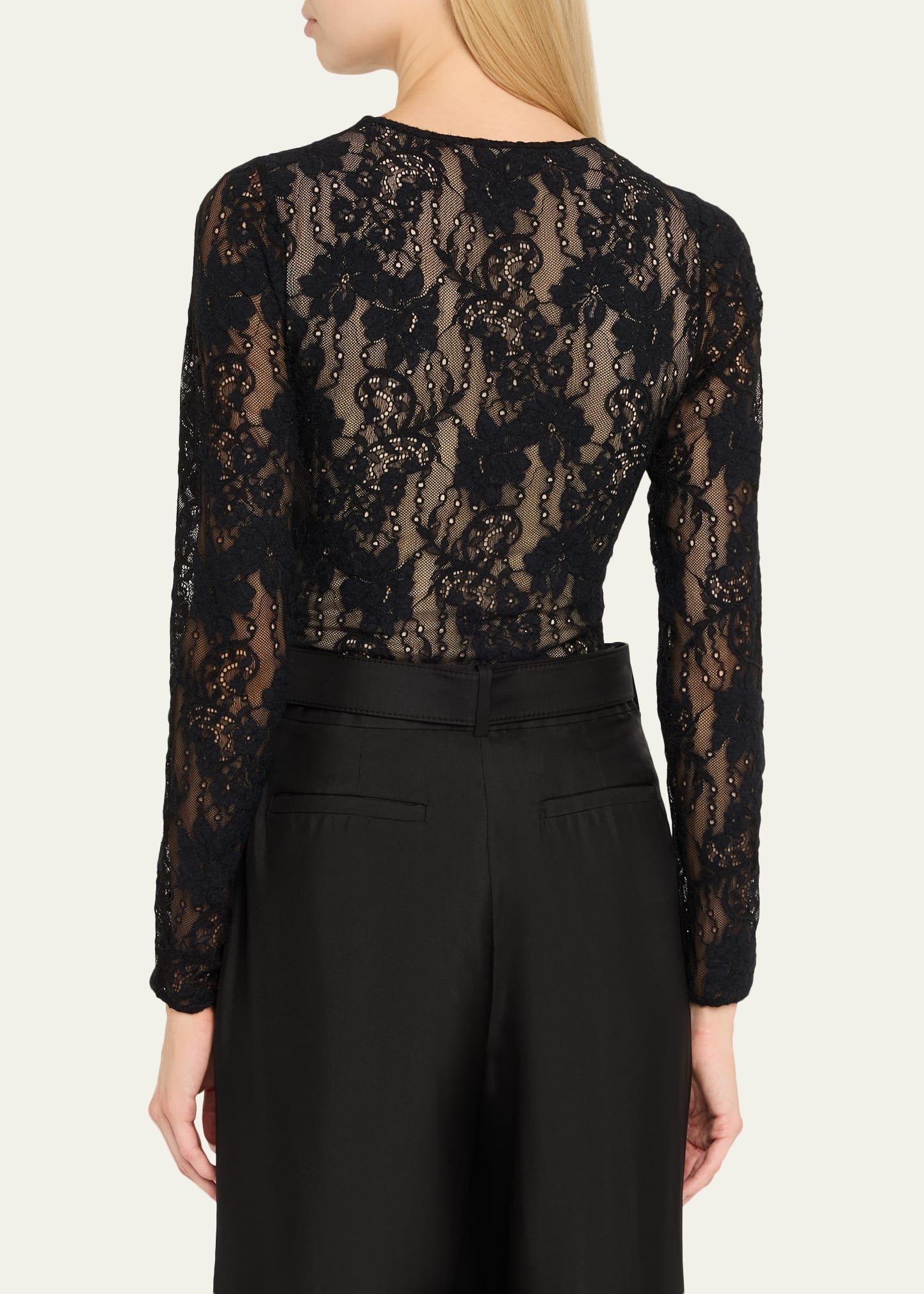 Long-Sleeve Lace Bodysuit - 3