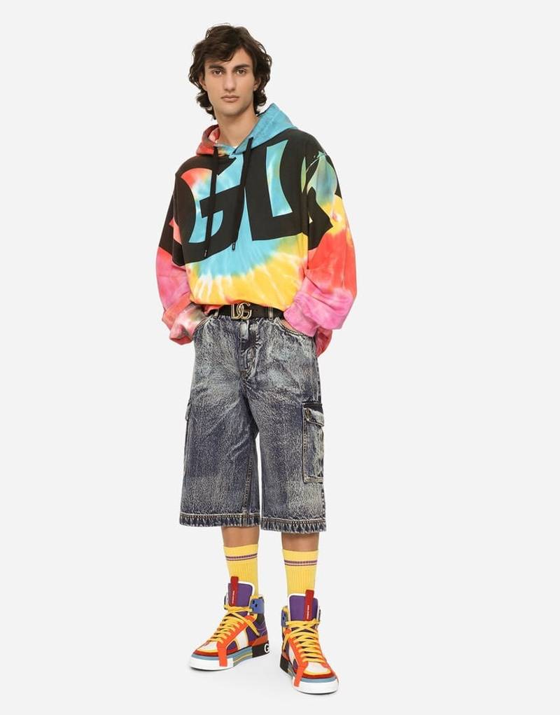 Dolce & Gabbana Tie-dye jersey hoodie with print outlook