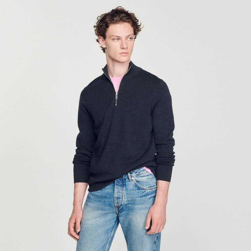 Sandro Wool sweater with zipped collar outlook