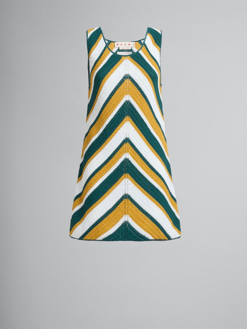 TEAL AND YELLOW CROCHET DRESS WITH CHEVRON PATTERN - 2