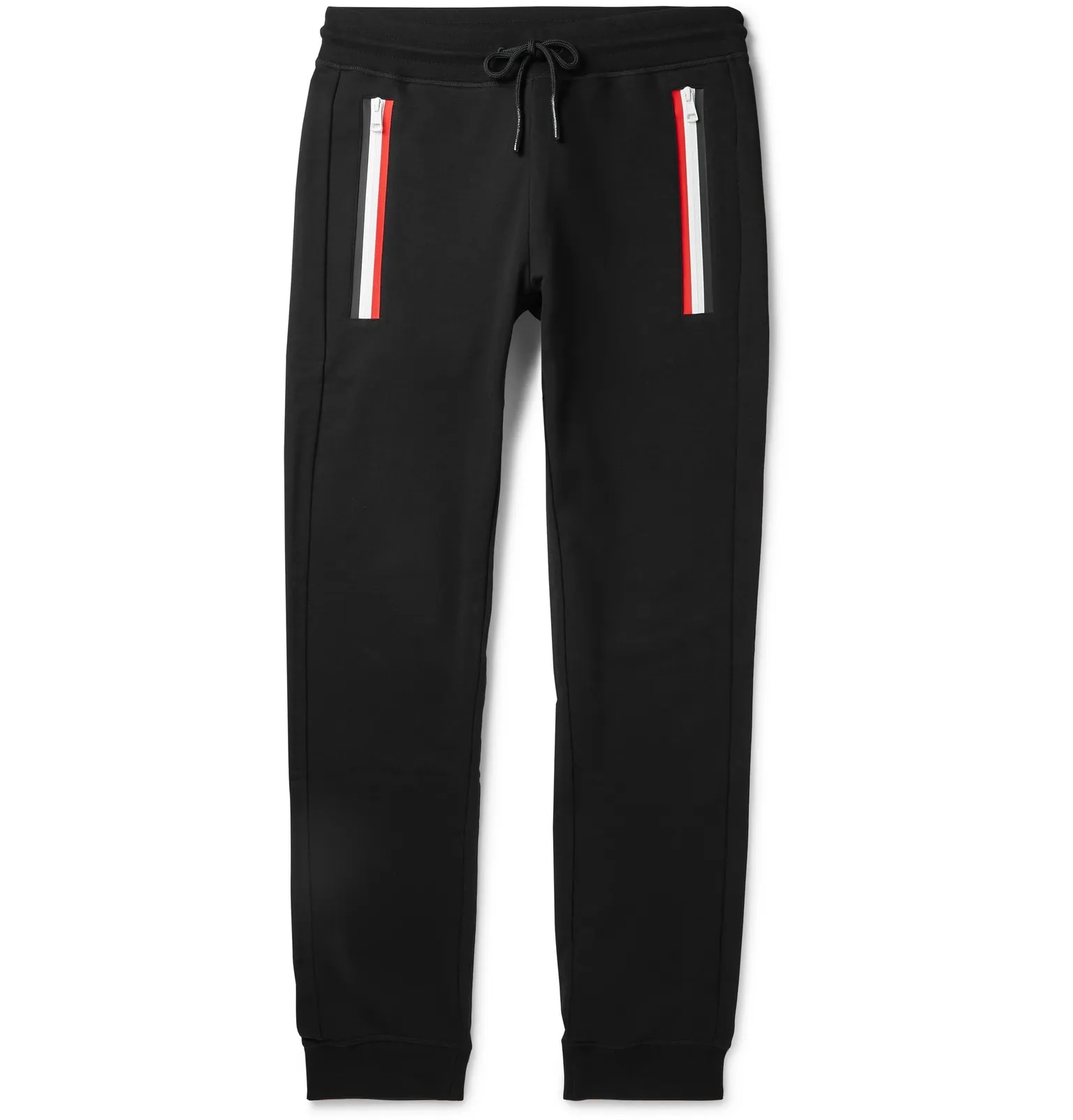 Slim-Fit Tapered Striped Fleece-Back Cotton-Jersey Sweatpants - 1