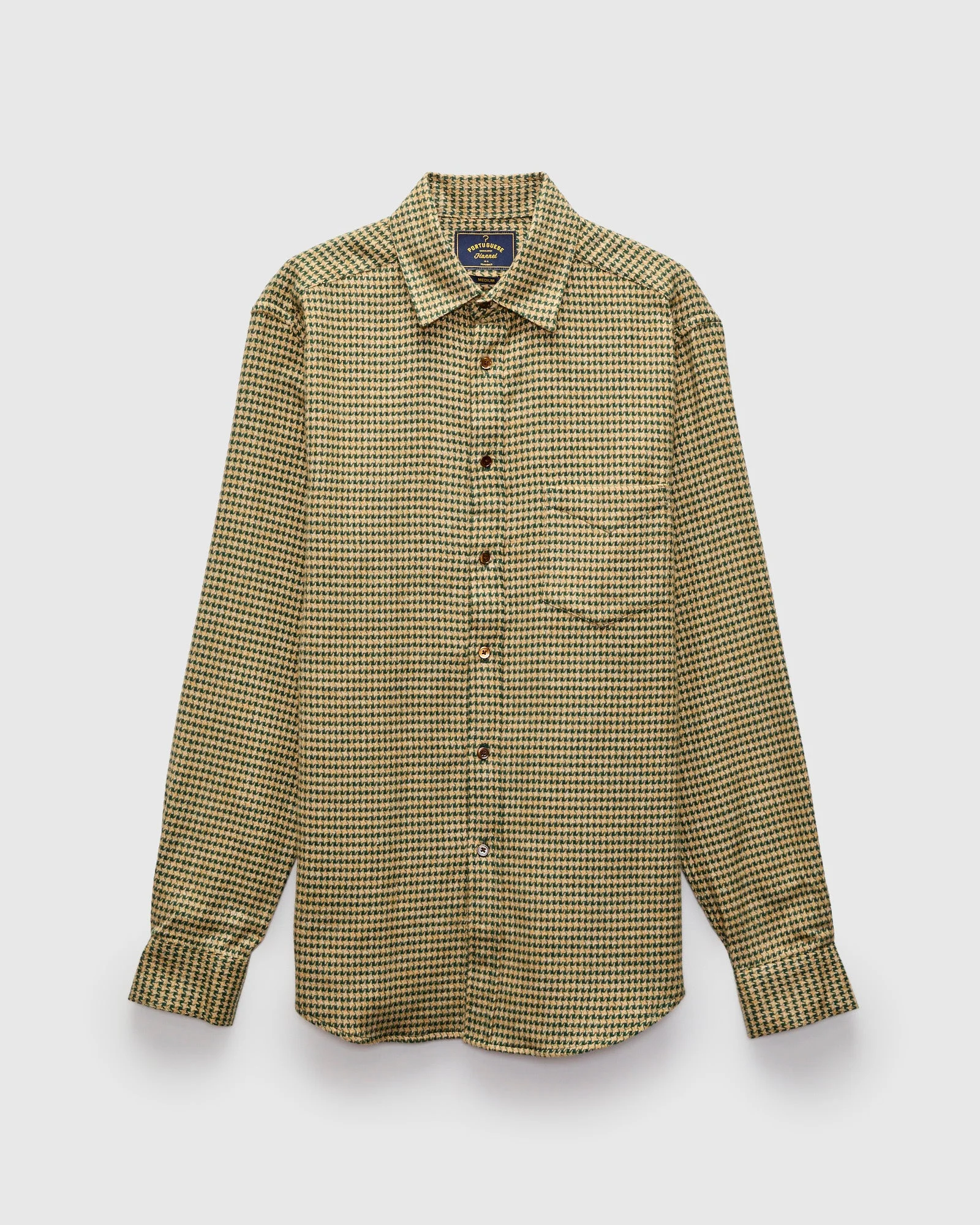Abstract Pied Poule Button-Up Shirt in Green - 1
