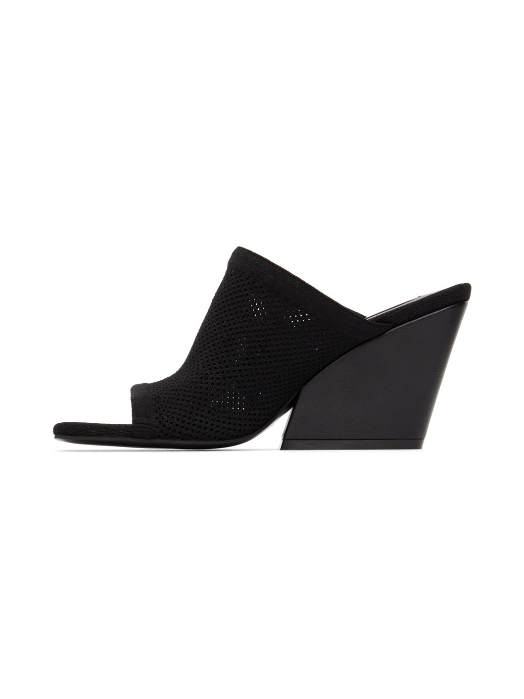 Black Knit Mesh Mules - 3