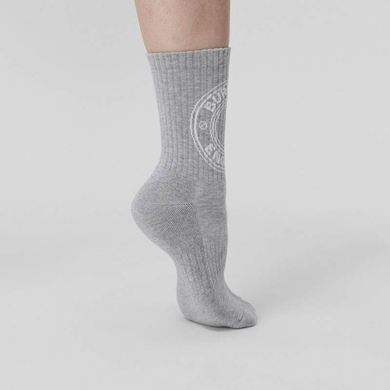 Logo Graphic Intarsia Technical Stretch Cotton Socks 5