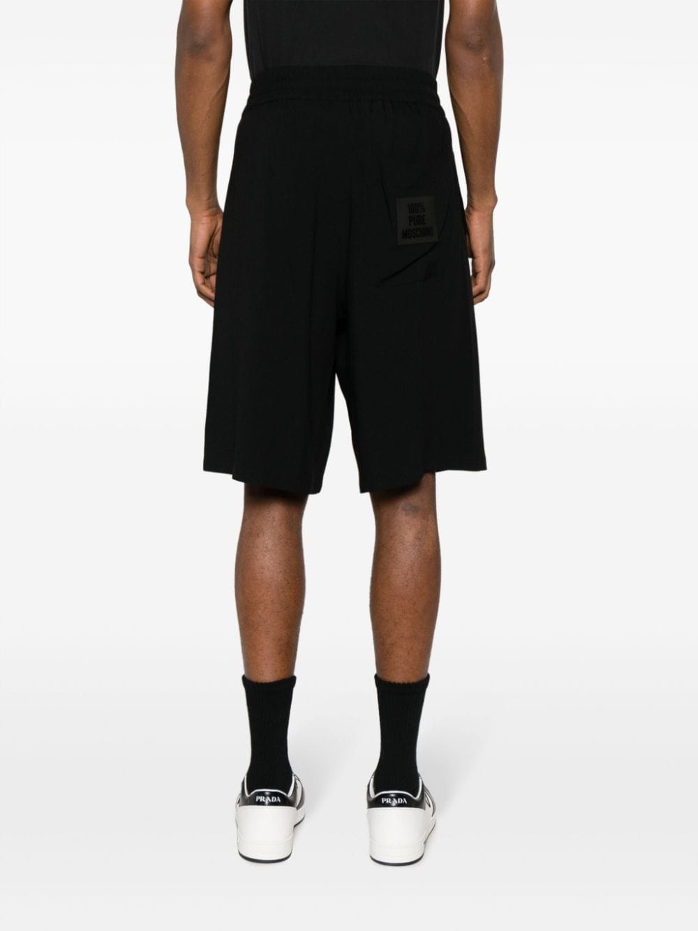logo-patch crepe shorts - 4