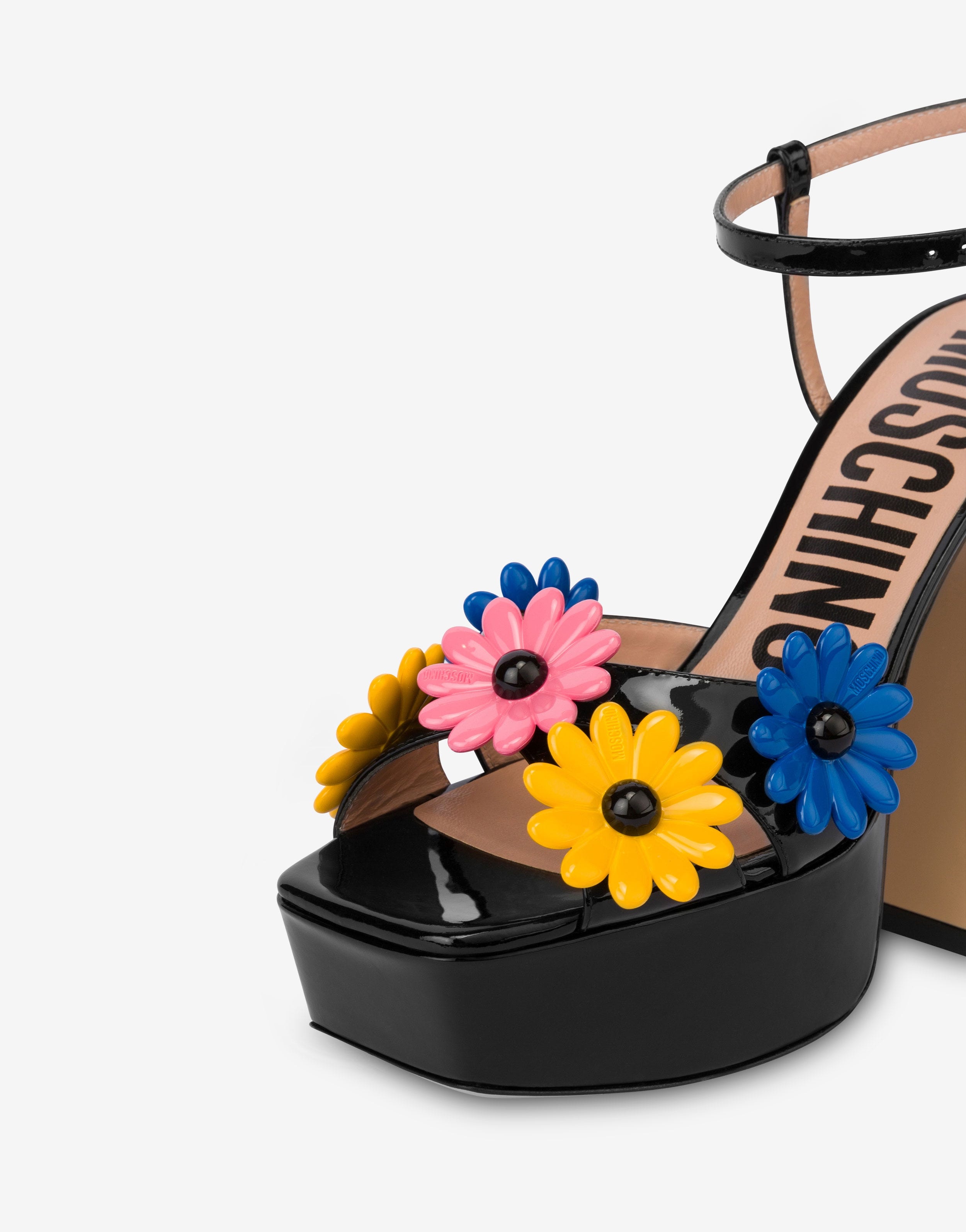 MULTI-COLOUR FLOWERS PLATFORM SANDALS - 4