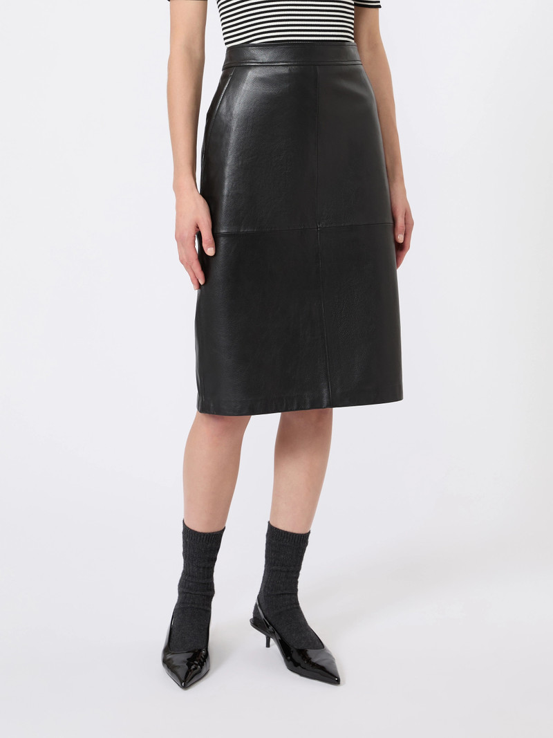 TIMORE Hammered leather pencil skirt - BLACK 3