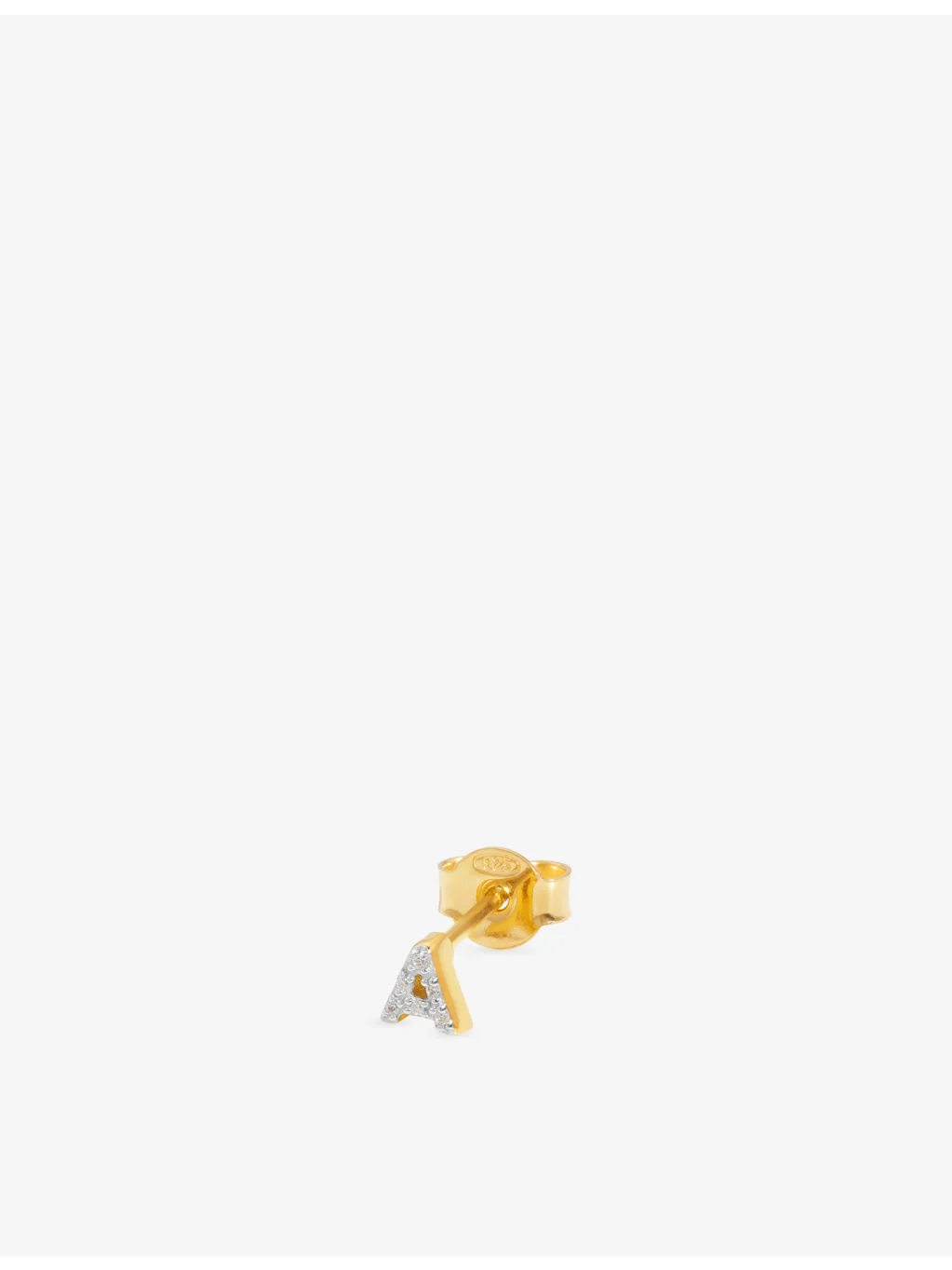 Initial A Pave Initial 18ct Gold Vermeil And Cubic Zirconia Single Stud Earring - 1