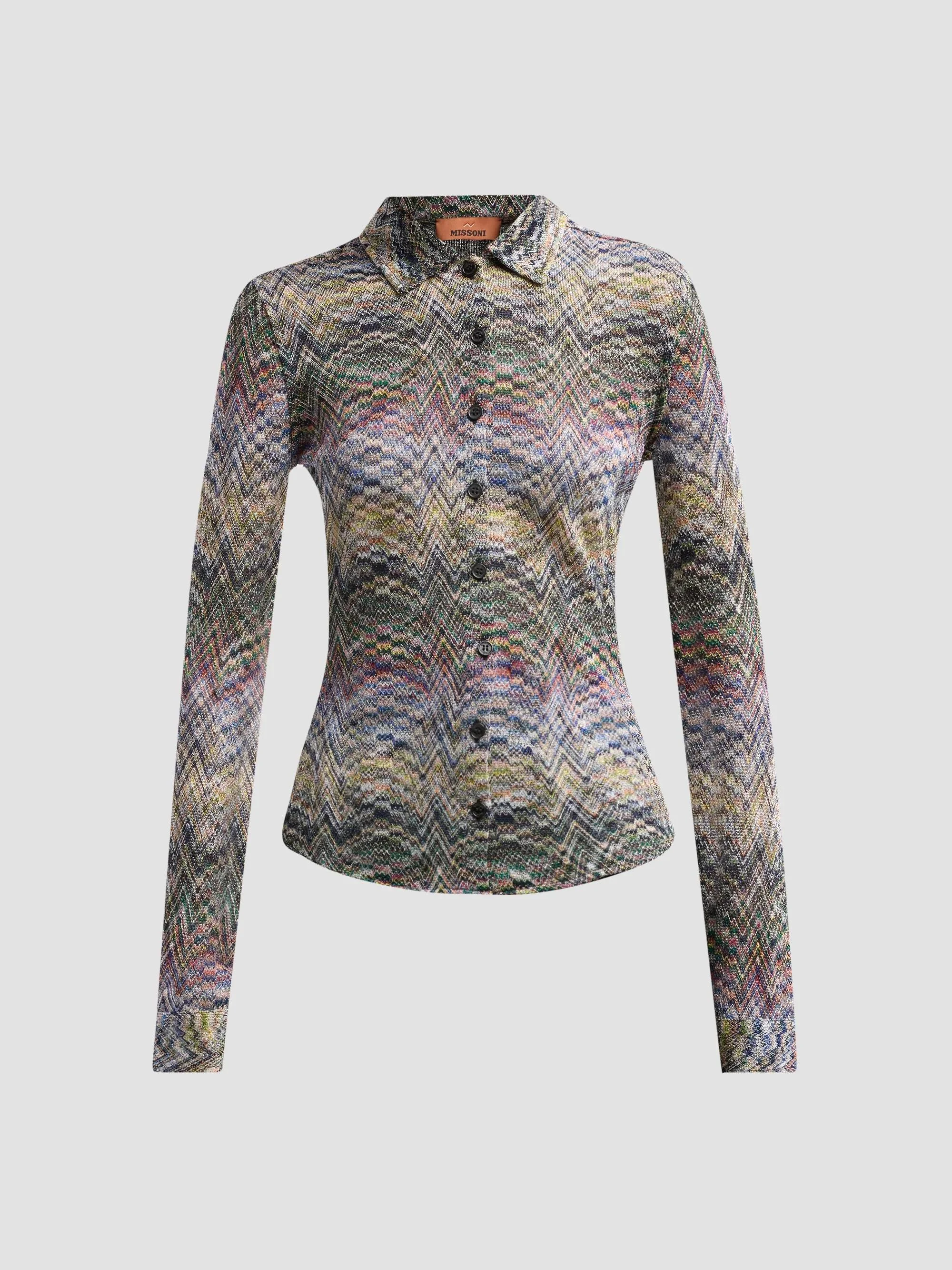 Women's Zigzag Metallic Knit Shirt - Multicolor - 1