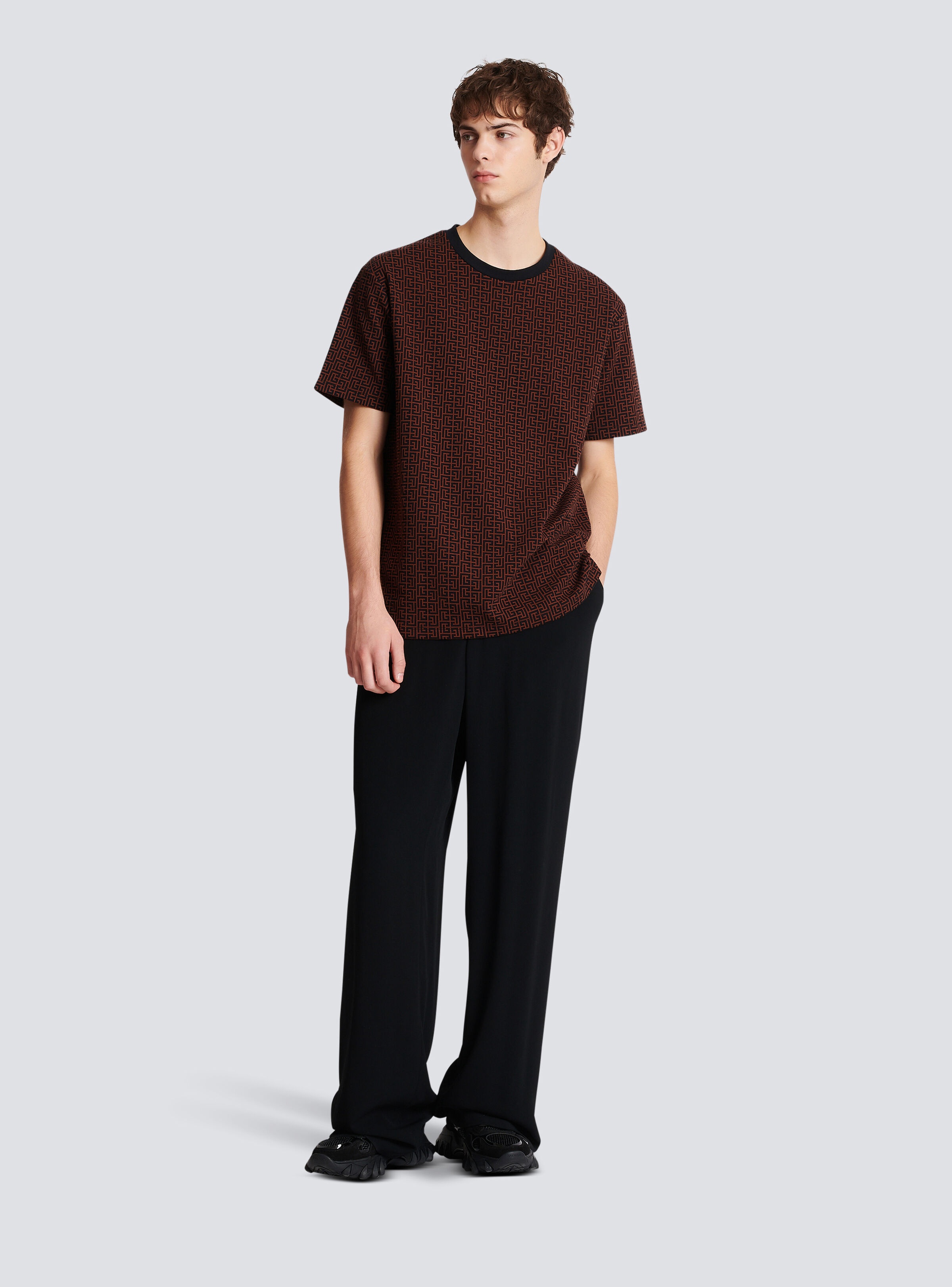 Monogrammed loose-fitting jacquard T-shirt - 2
