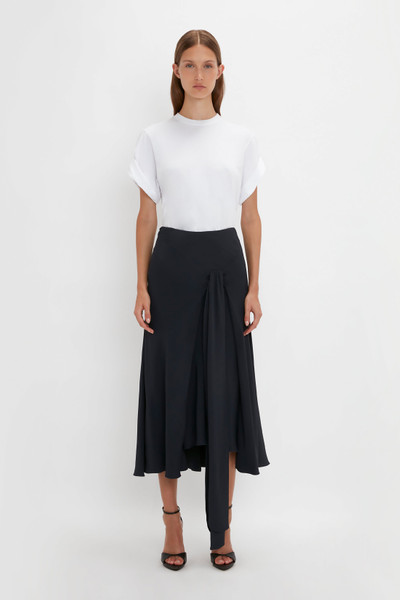 Victoria Beckham Asymmetric Tie Detail Skirt In Midnight outlook