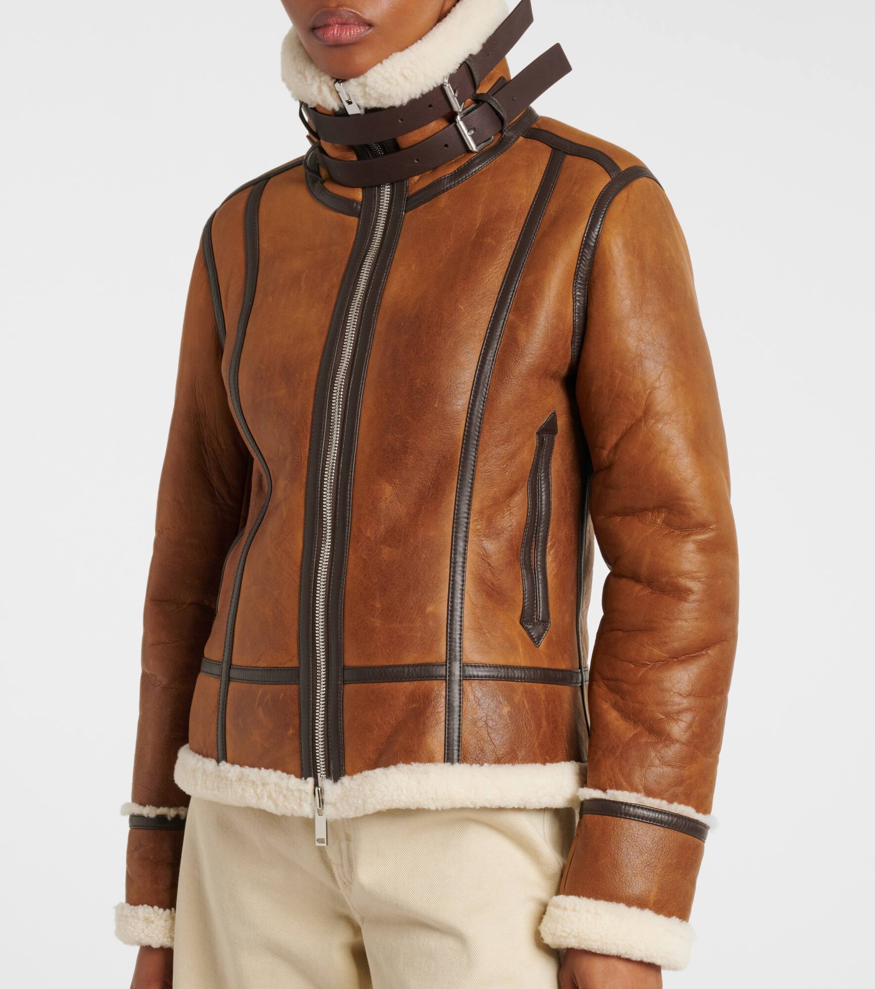 Arlo shearling-lined leather jacket - 7