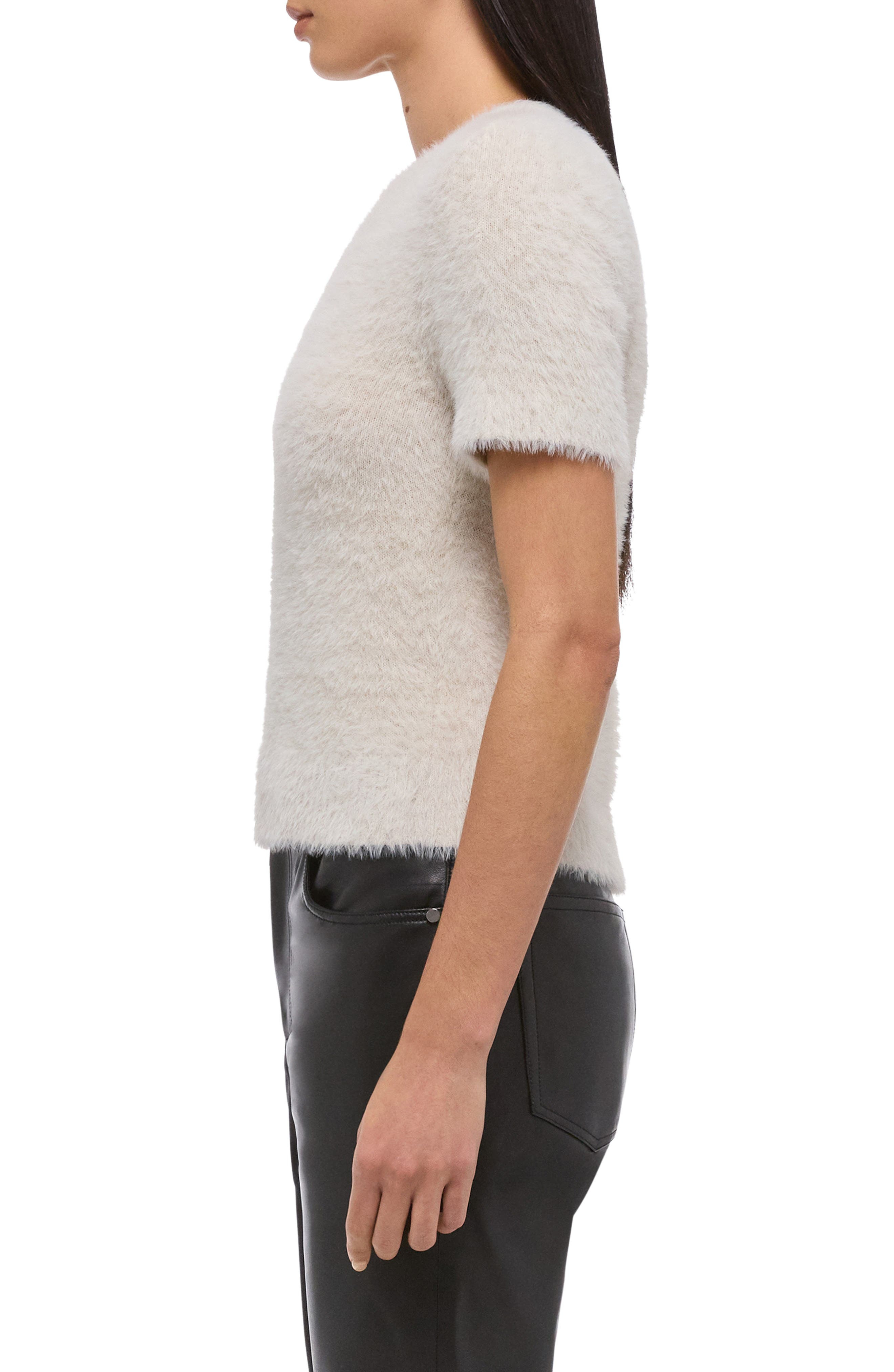 Helmut Lang Eyelash Faux Fur Crop Top in Ivory at Nordstrom - 3