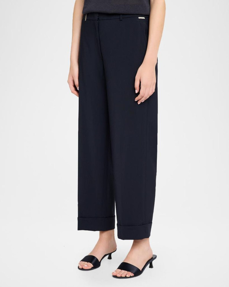 Cropped Straight-Leg Stretch Wool Pants 4