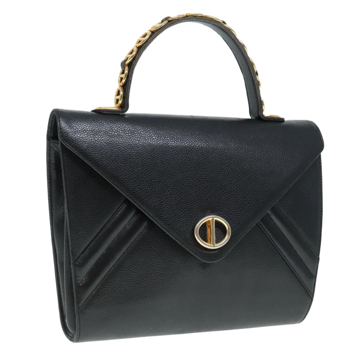 DIOR Hand Bag Leather Black Gold - 1