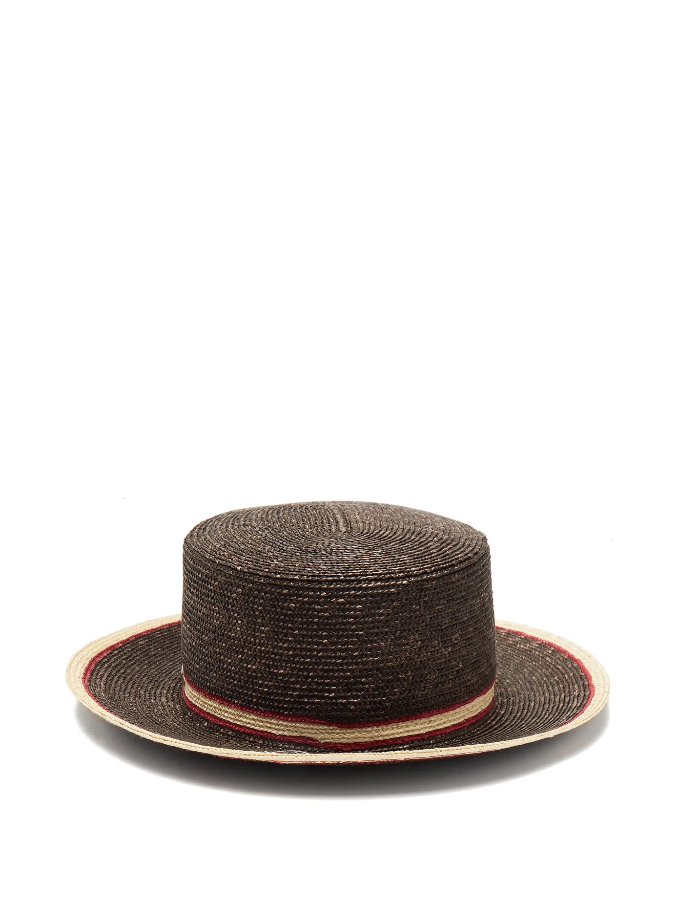 Striped straw boater hat - 4