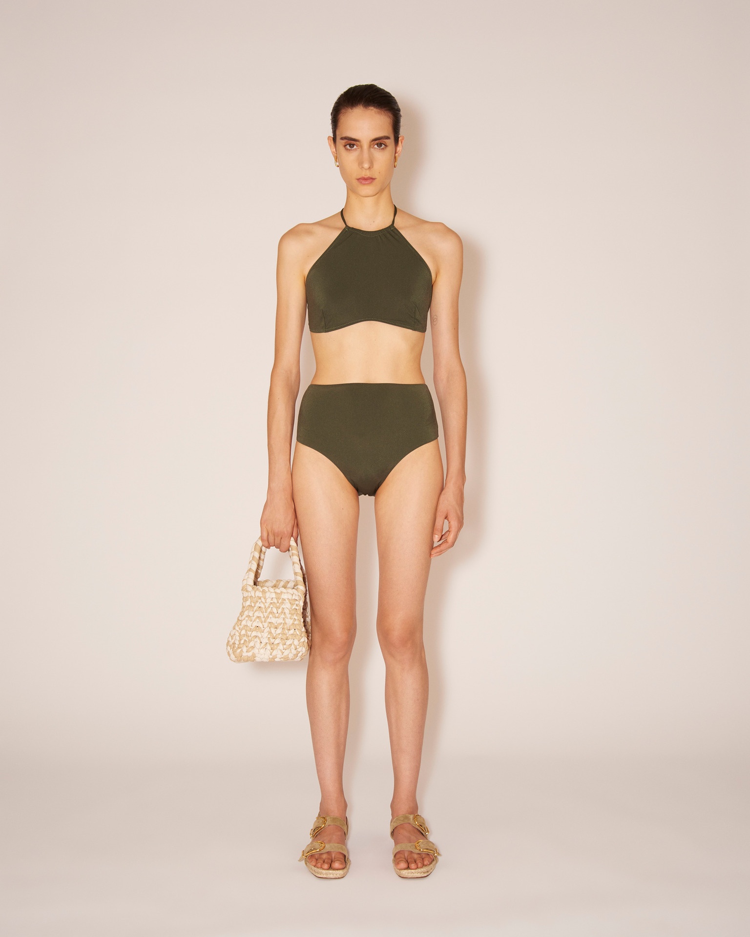 BENTE - High-rise bikini brief - Green shimmer - 2
