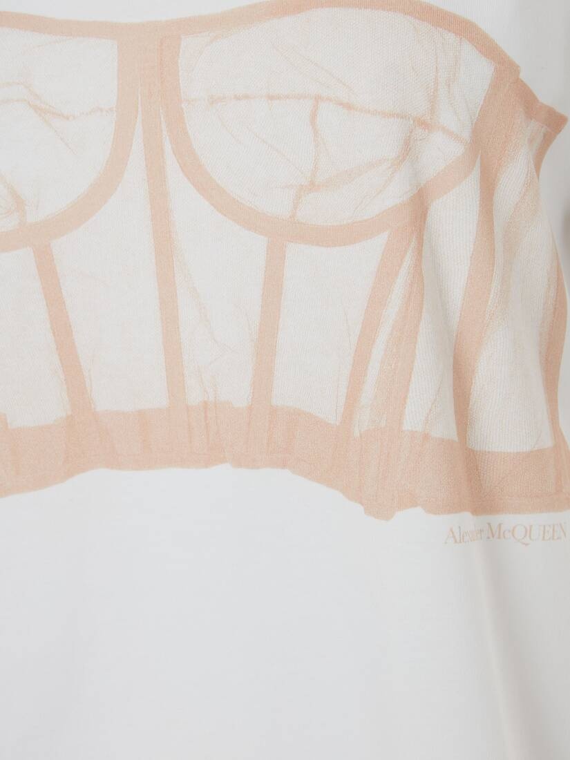 Bustier Print T-shirt in White/pink - 5