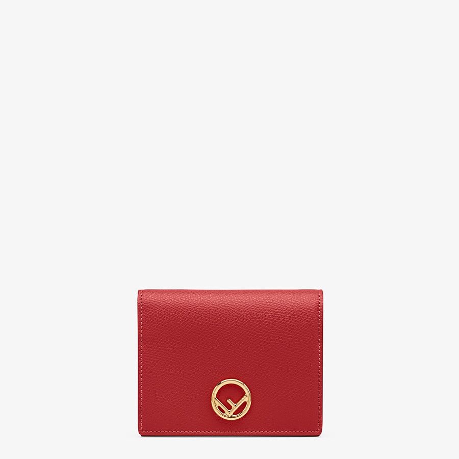 Red leather compact wallet - 1