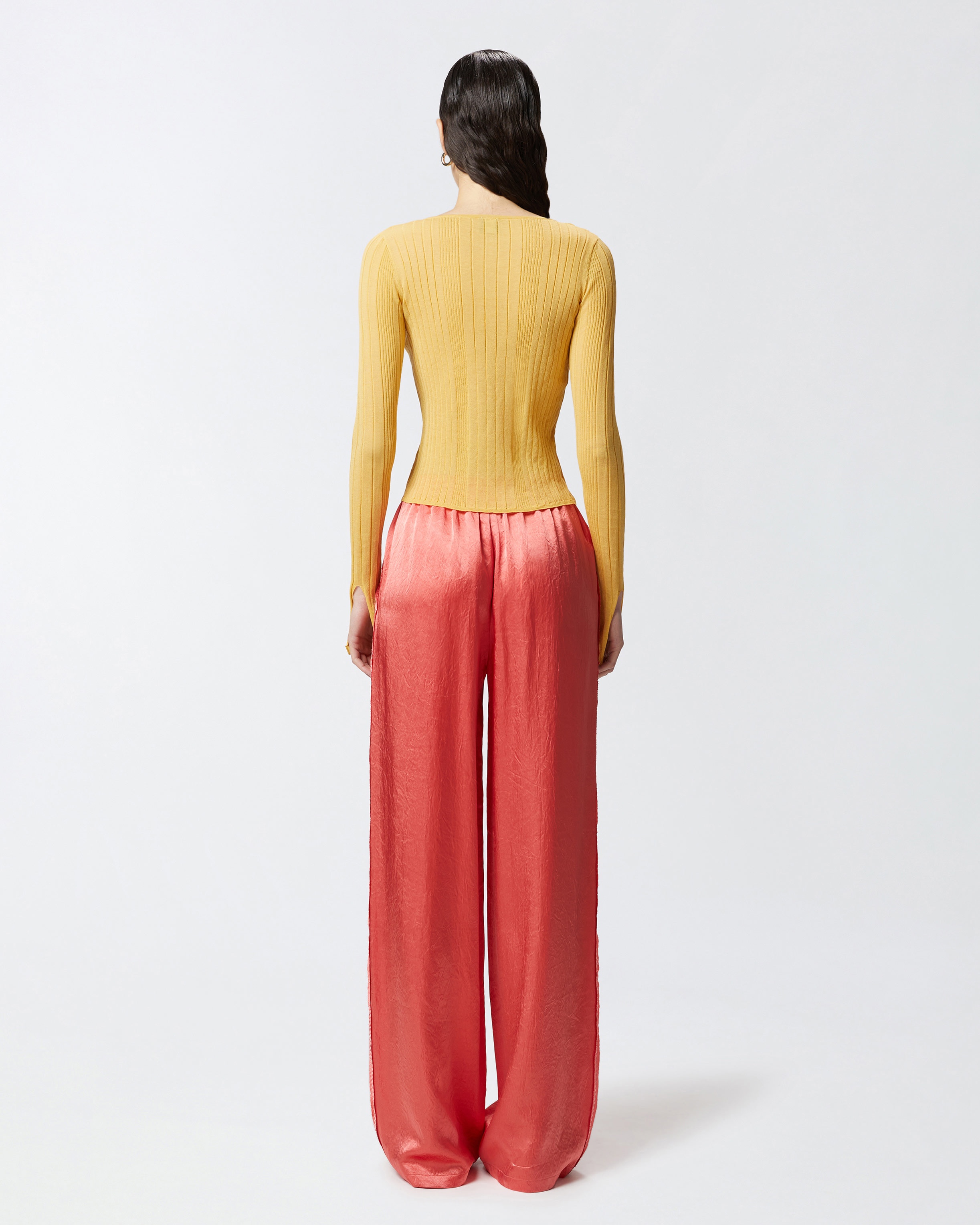 OPEN RIBBED SWEATER WITH FRONT TIES - 4