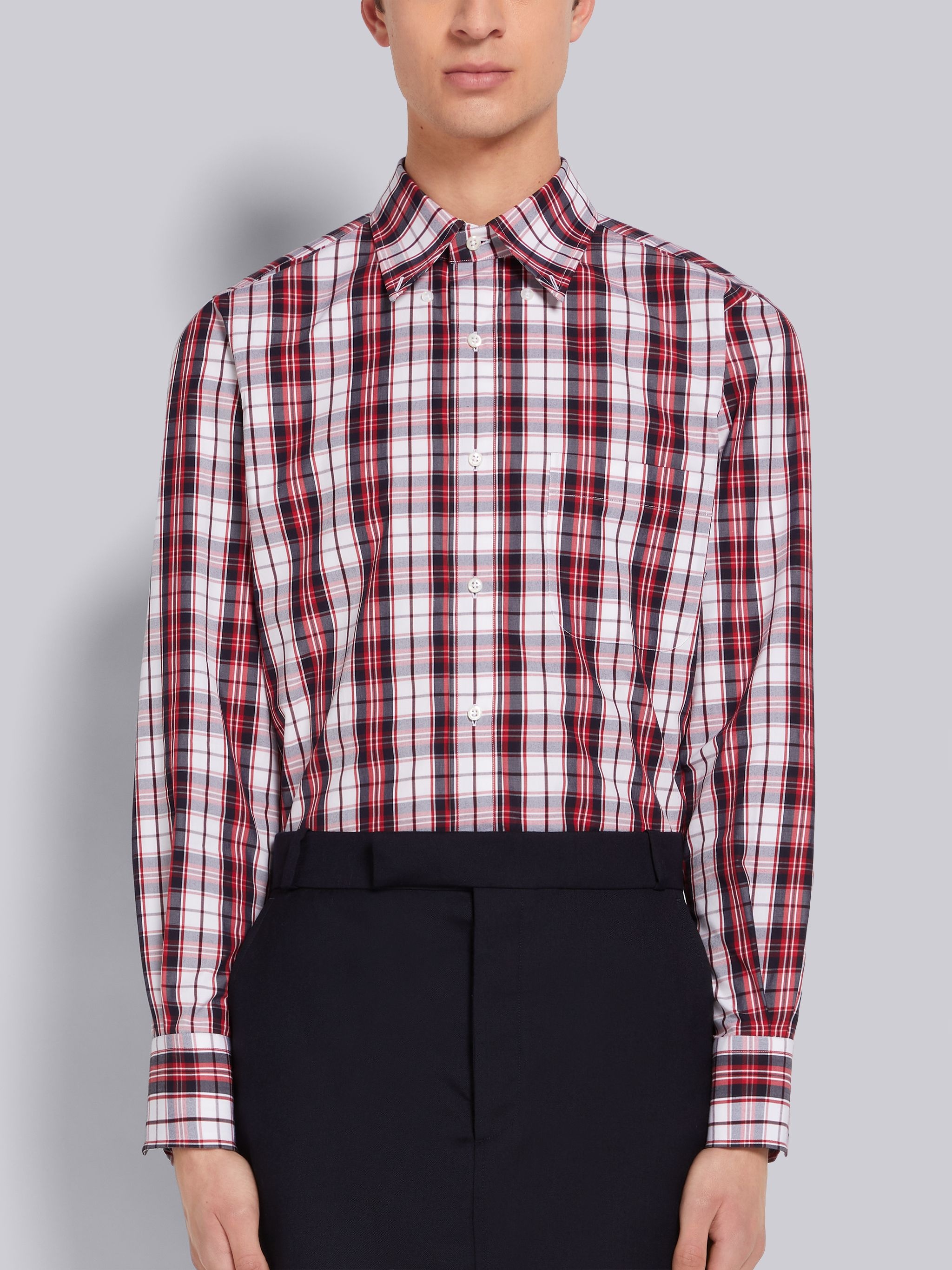 Multicolor Tartan Check Poplin Straight Fit Shirt - 1