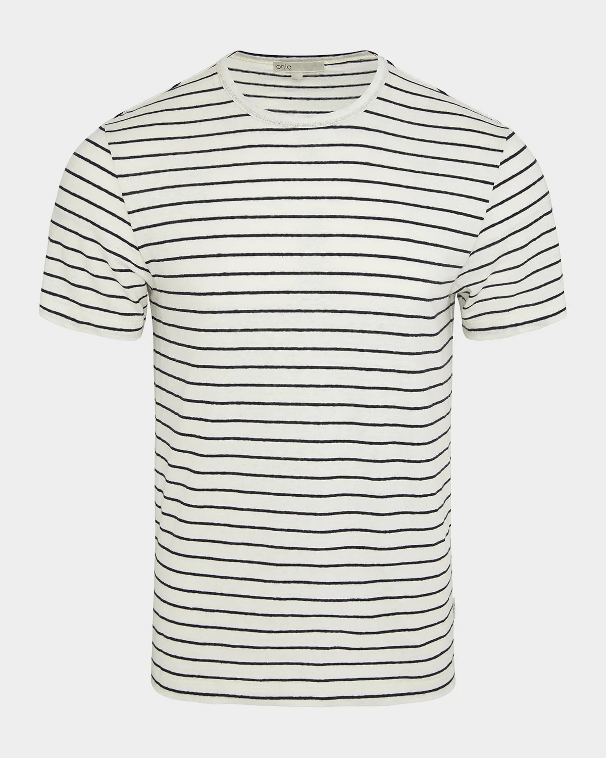 Men's Striped Stretch Linen T-Shirt - 1