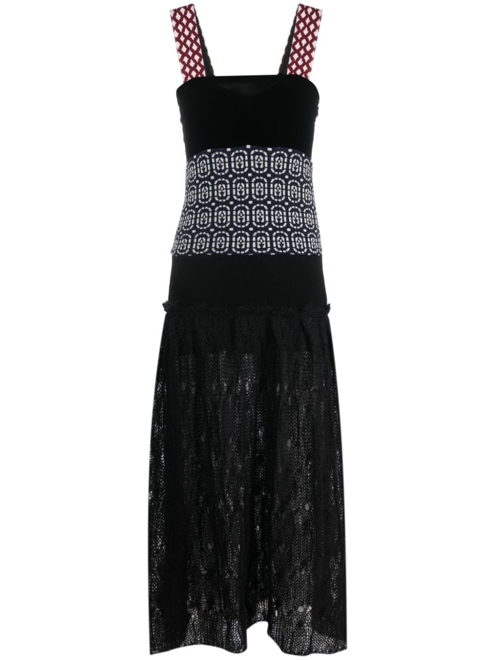 lace-panelled maxi dress - 1