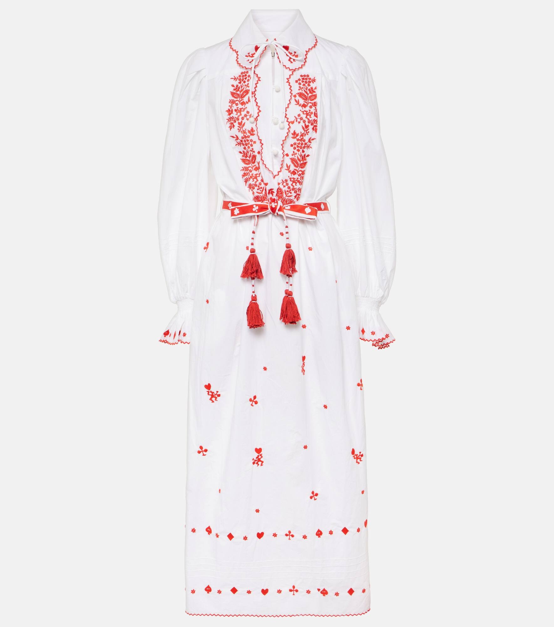 Hearts embroidered cotton midi dress - 1