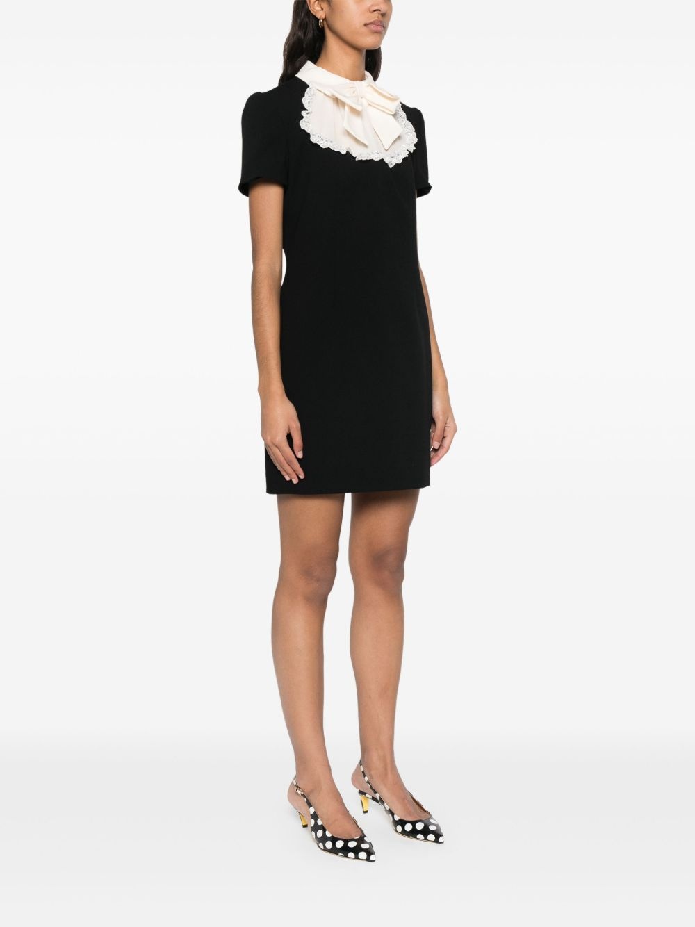 jabot-collar crepe mini dress - 3