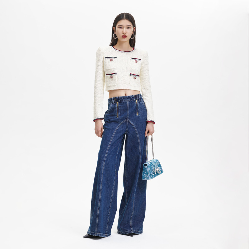 Cream Sequin Knit Top 1