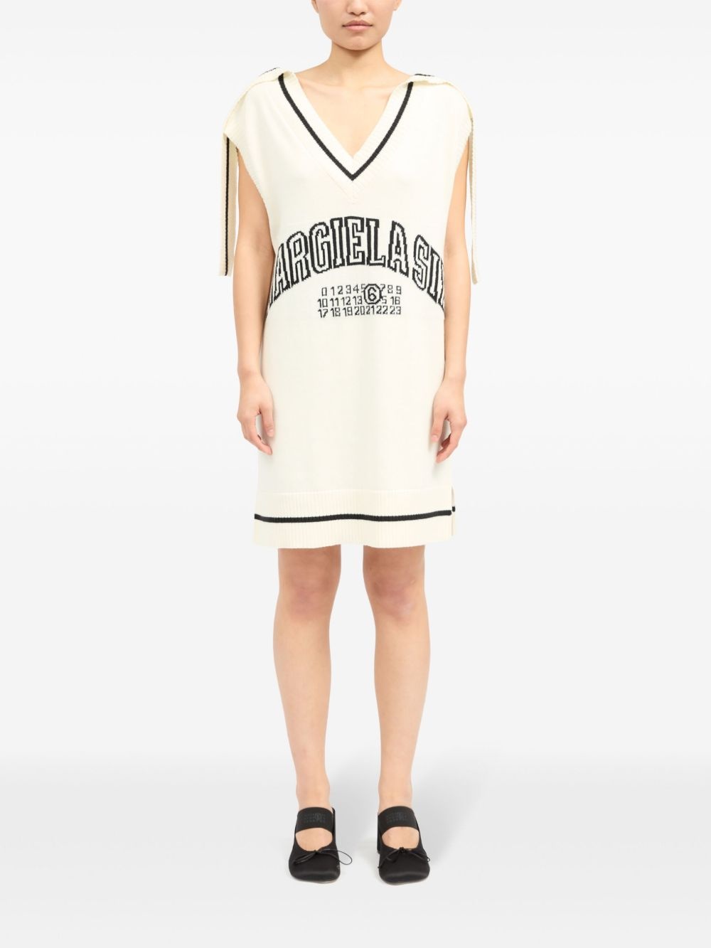 logo-jacquard knit dress - 2