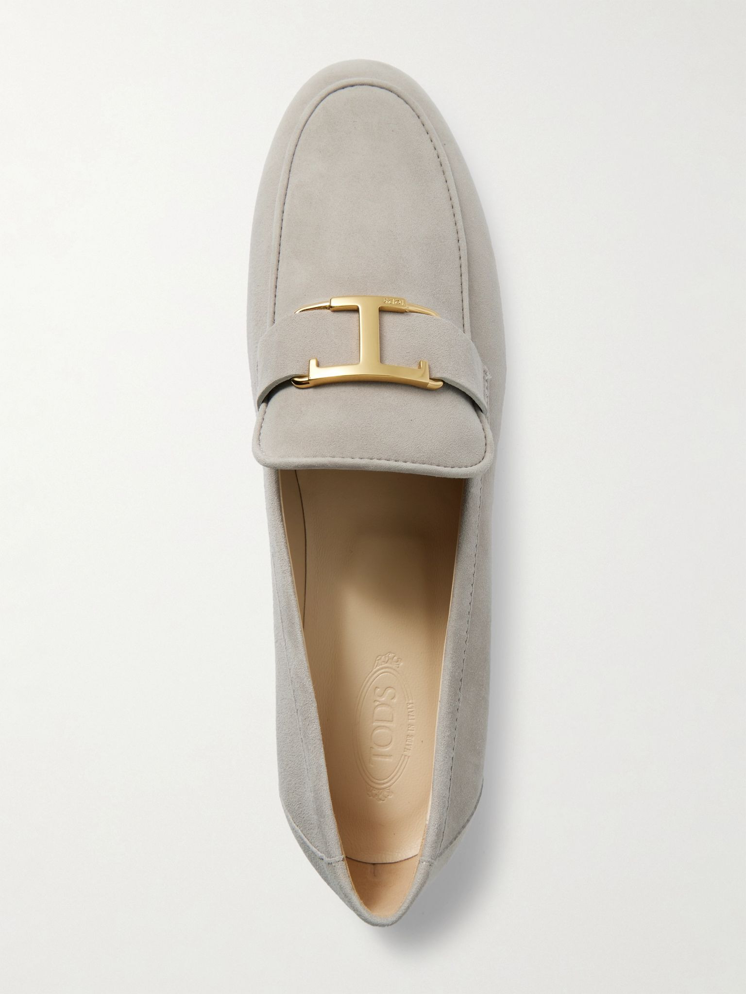 Embellished nubuck loafers Taupe - 5