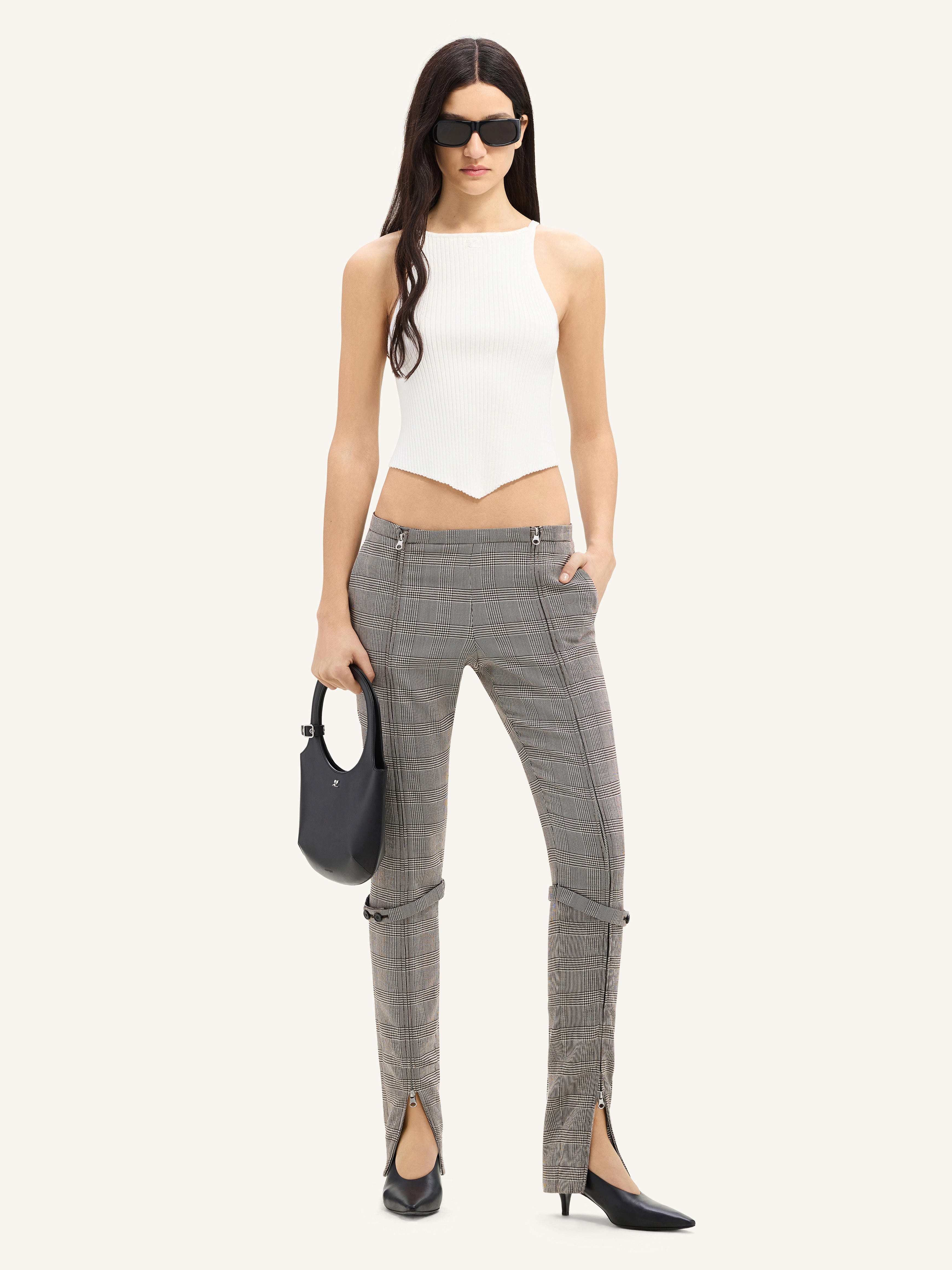 ZIPPED PRINCE OF WALES TAILORED PANTS - 2