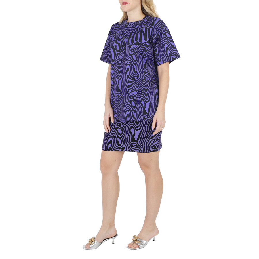 Moschino Purple Oversized Moire Effect Zebra-Print Cotton T-Shirt - 6