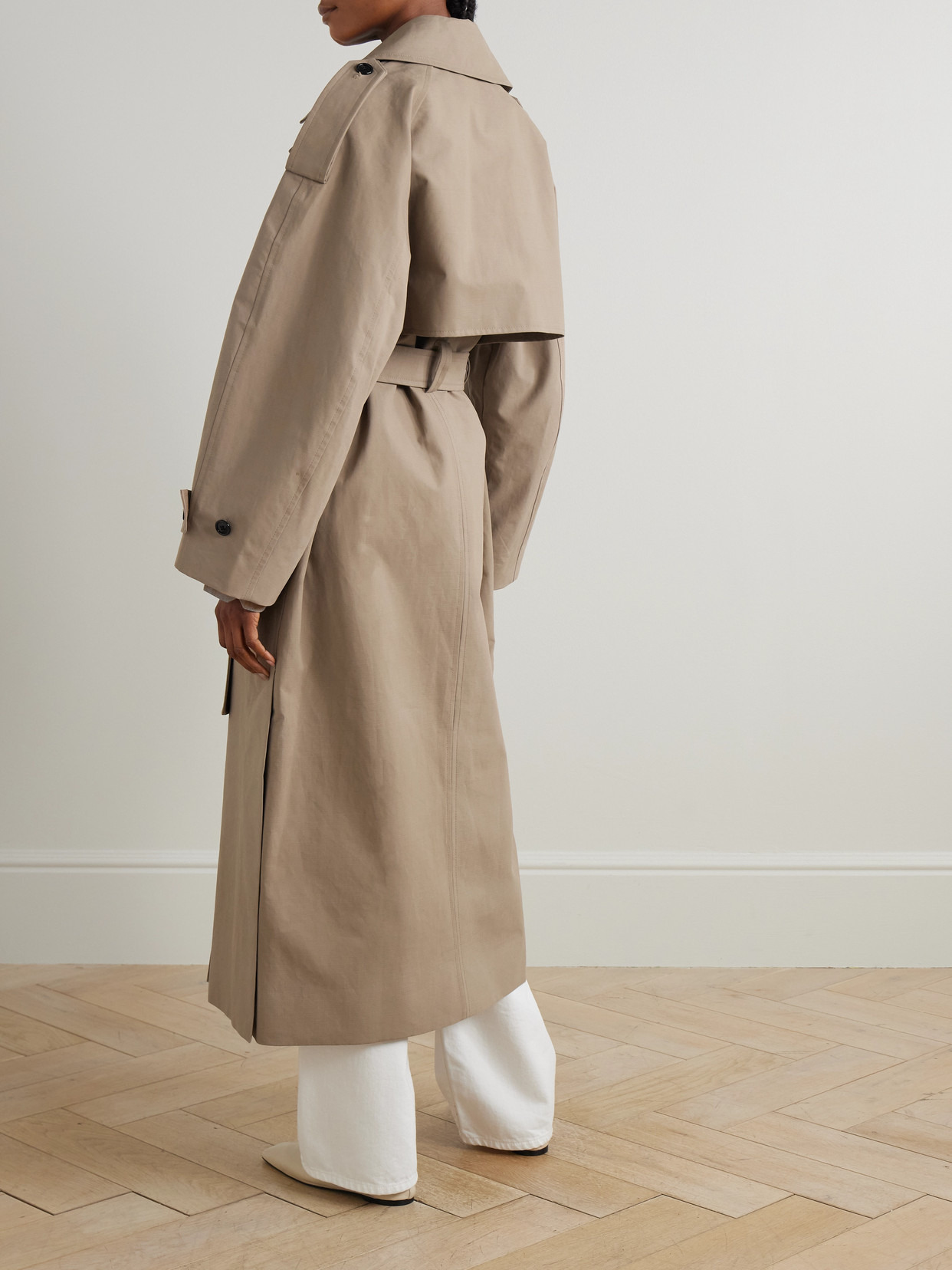 Oversized Double-breasted Cotton Trench Coat - 3