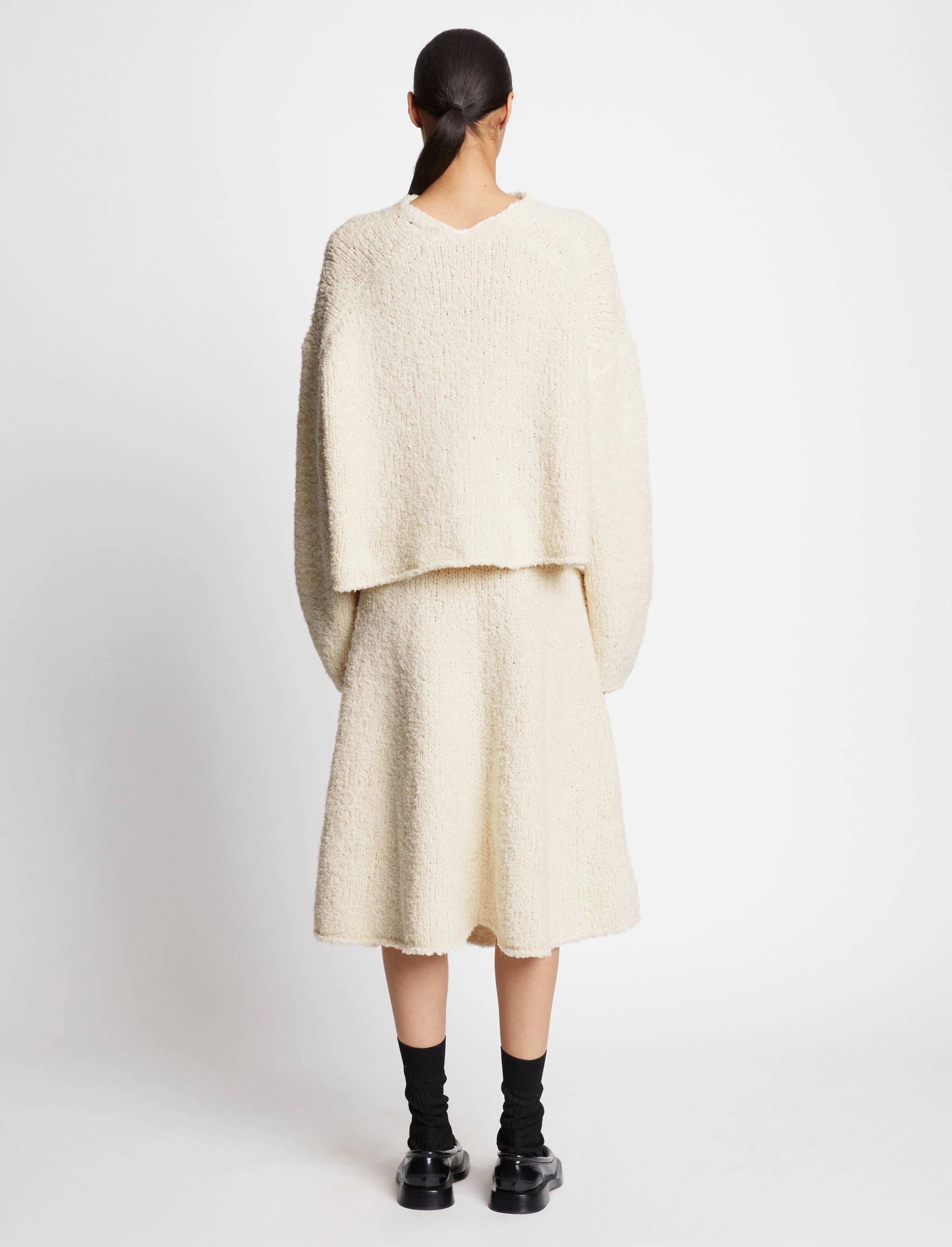 Frayed Cotton Knit Skirt - 4