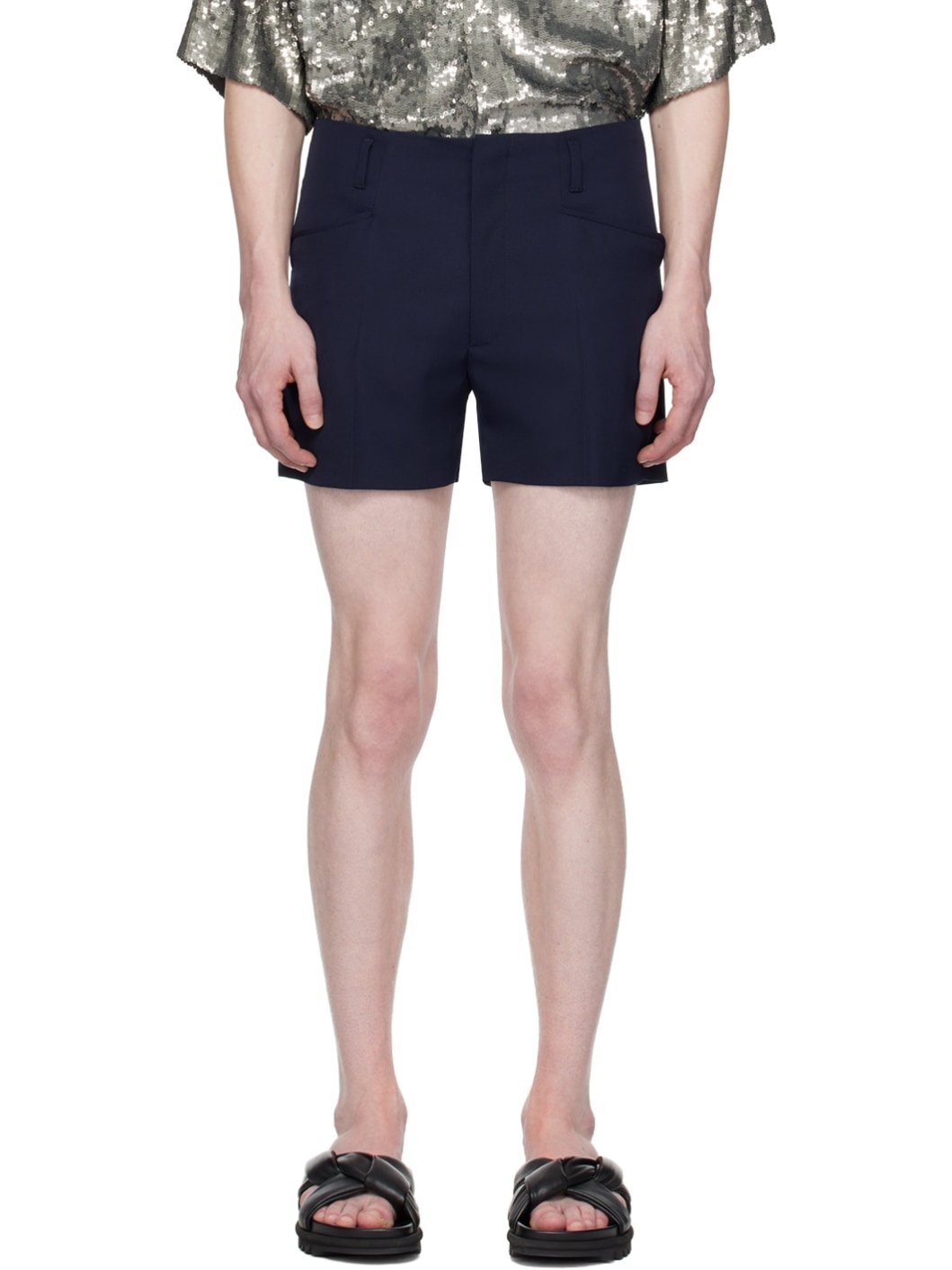 Navy Creased Shorts - 1