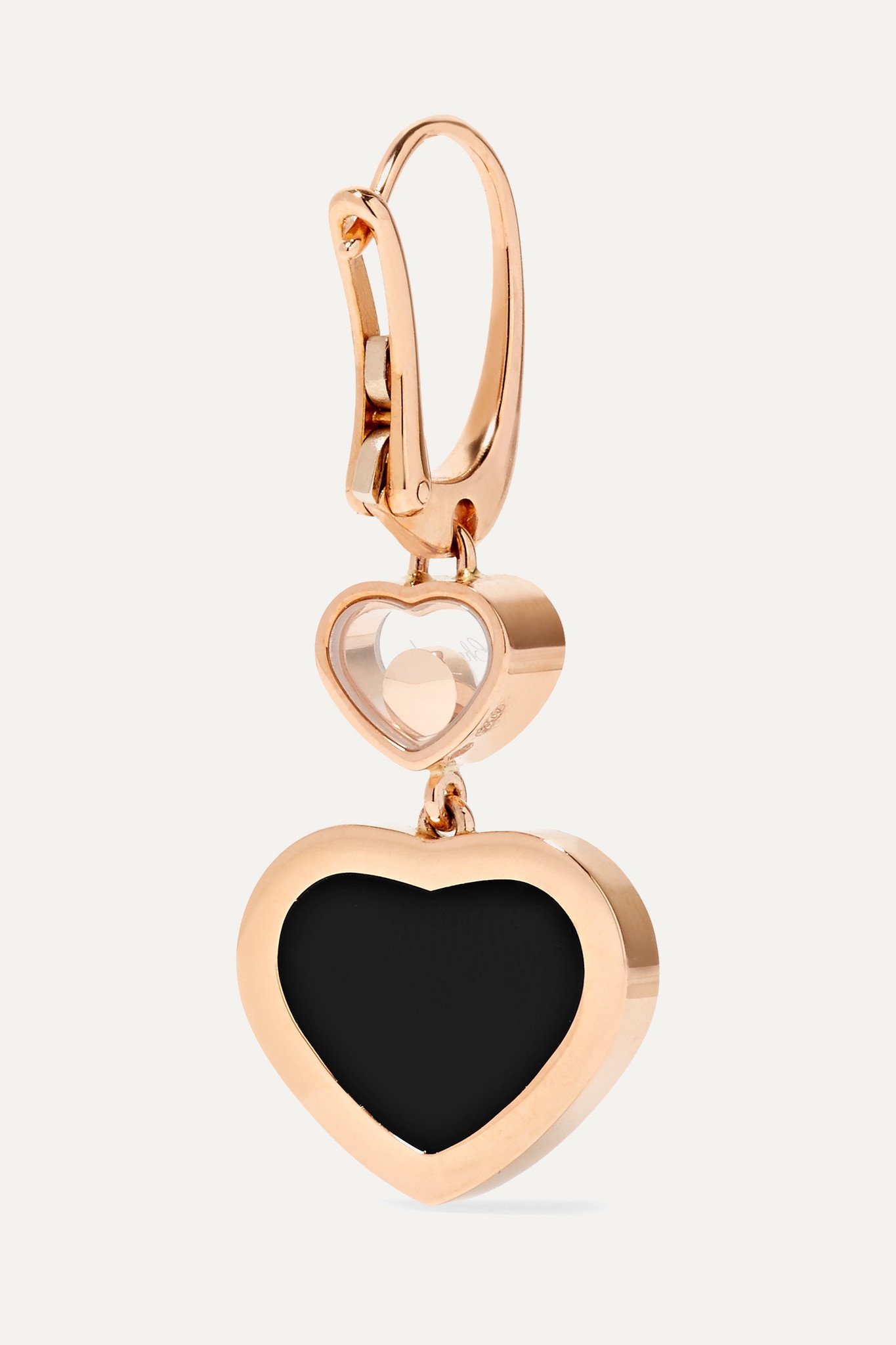 Happy Hearts 18-karat rose gold, diamond and onyx earrings - 3