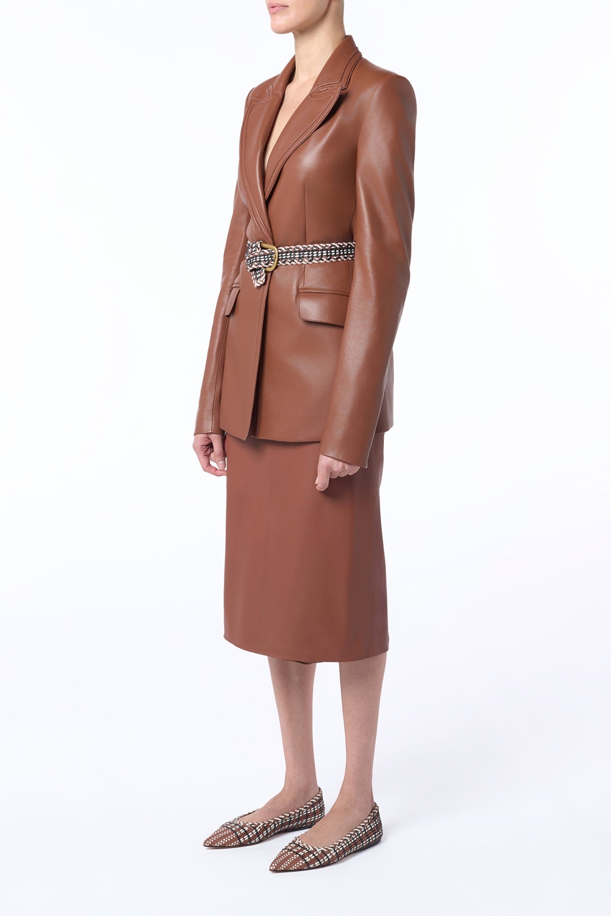 Isara Blazer in Cognac Nappa Leather - 4