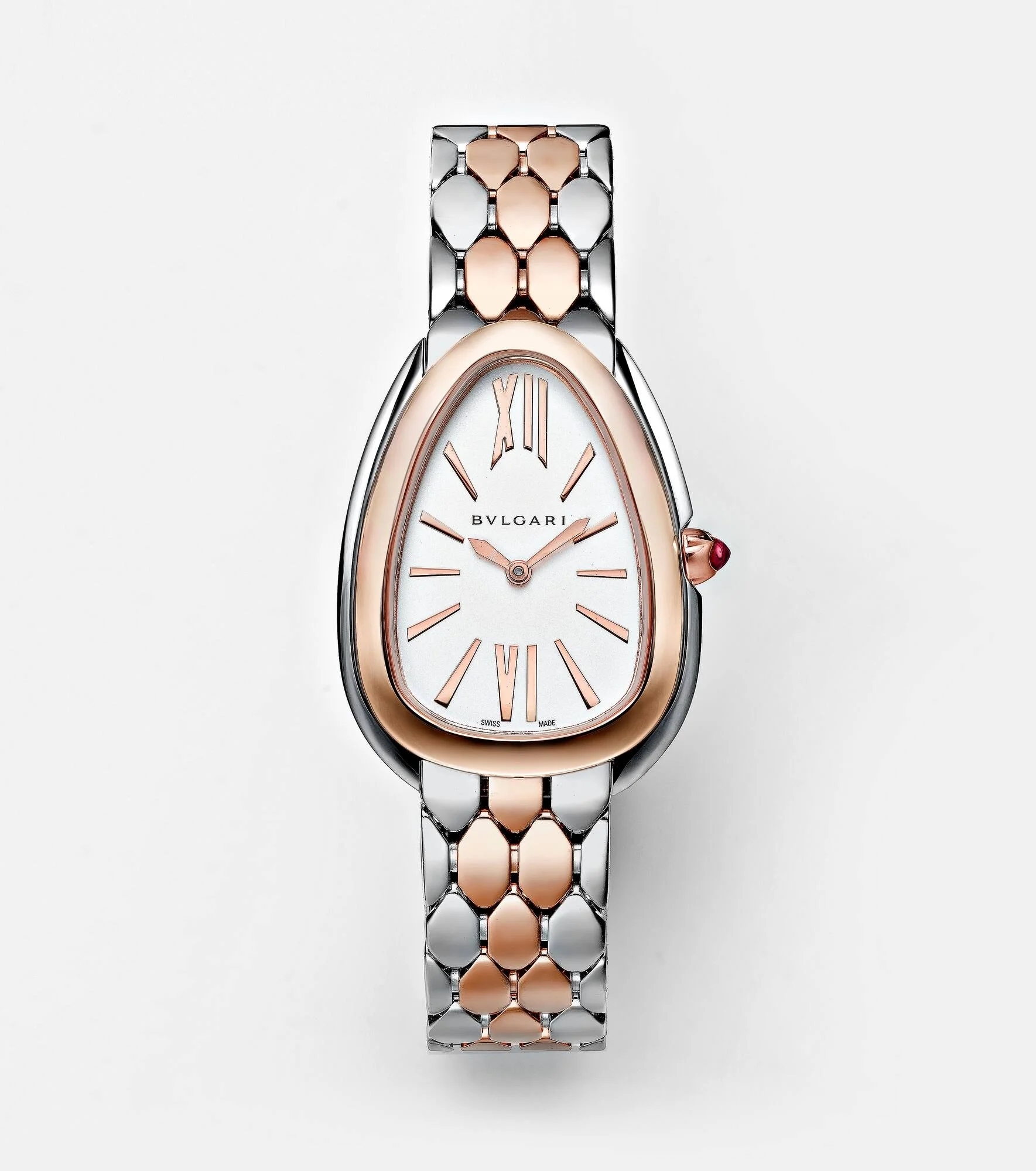 Serpenti Seduttori 33mm 18kt gold and stainless steel watch with rubellite - 1