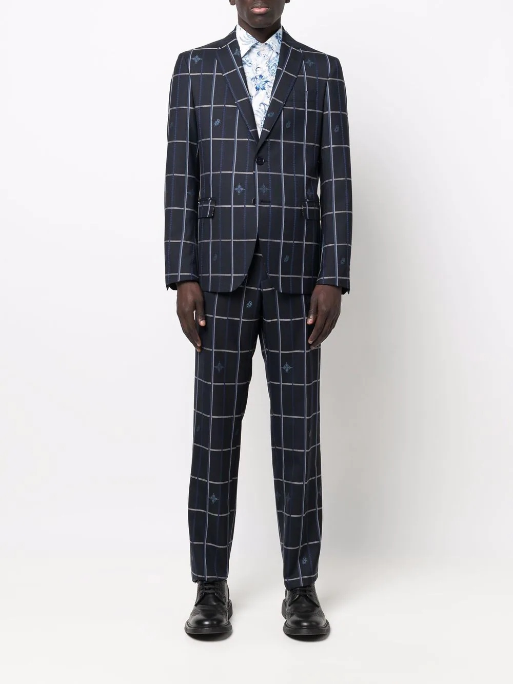 checked straight-leg tailored trousers - 2