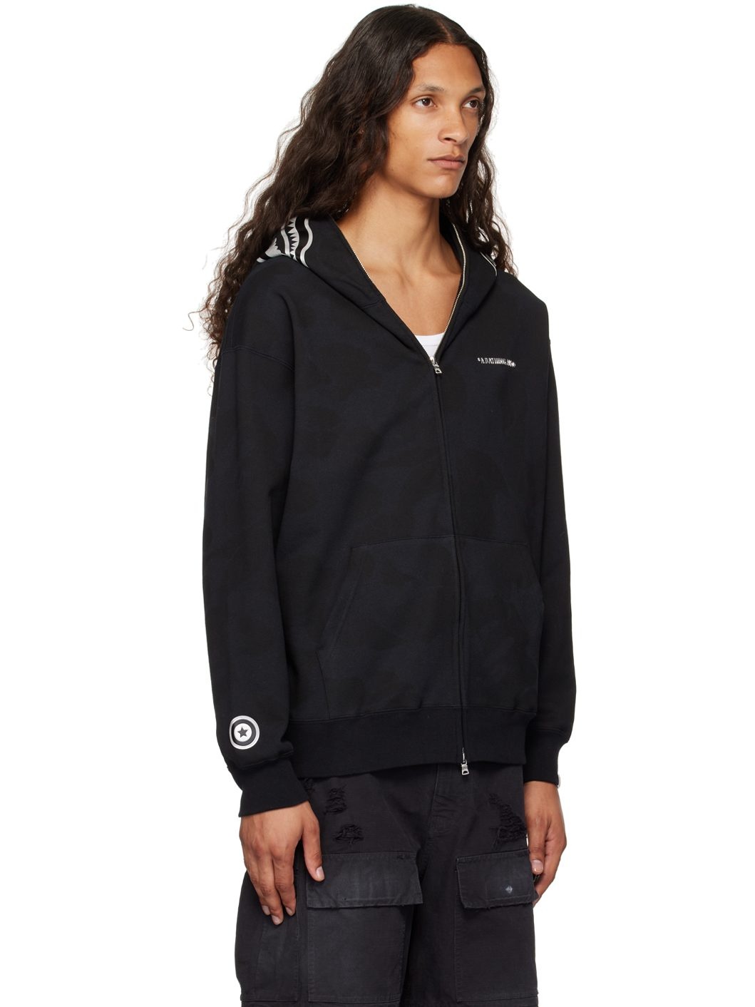 Black Ink Camo Shark Hoodie - 2