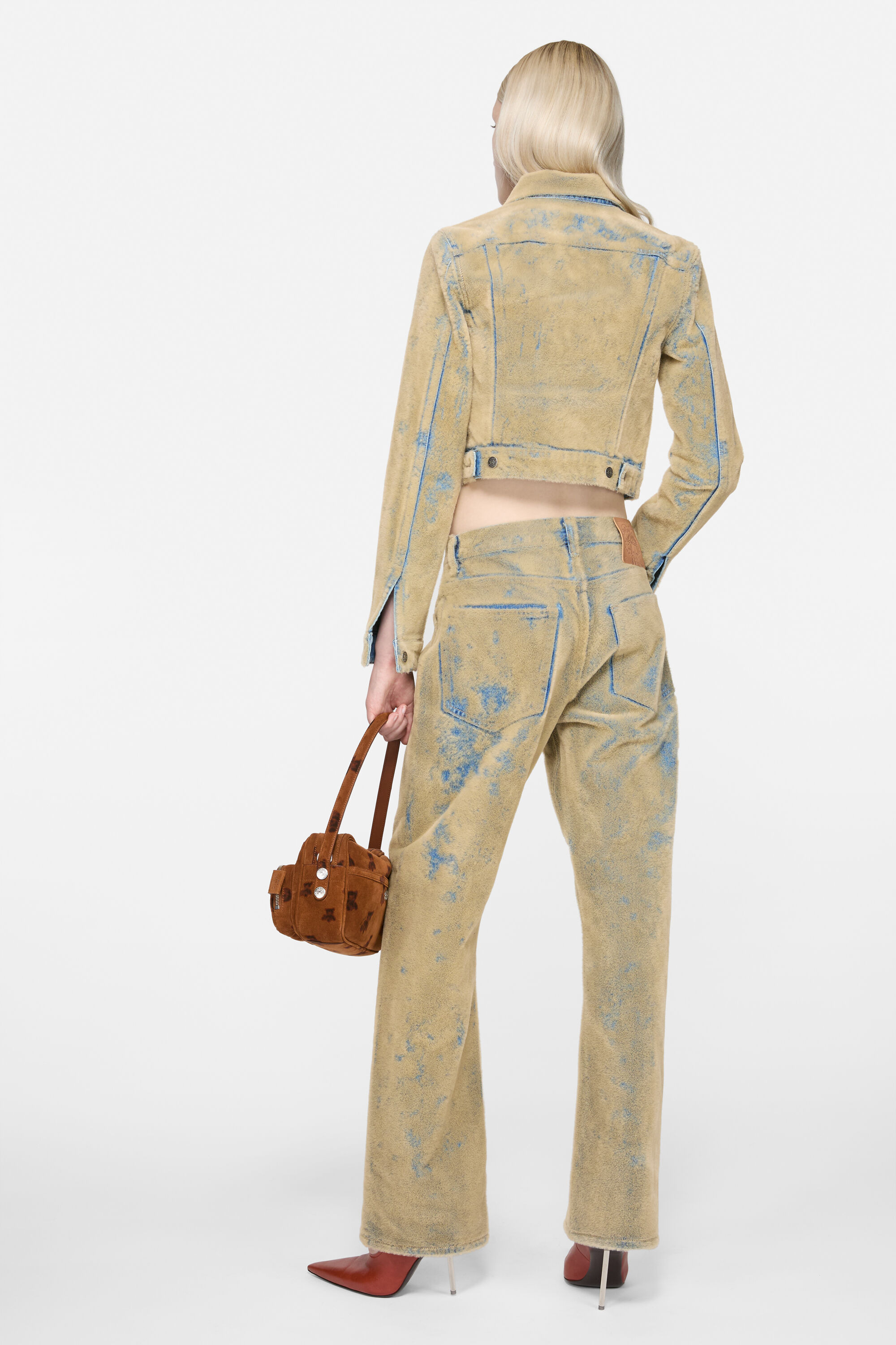 Flocked denim jacket - Blue/beige - 3
