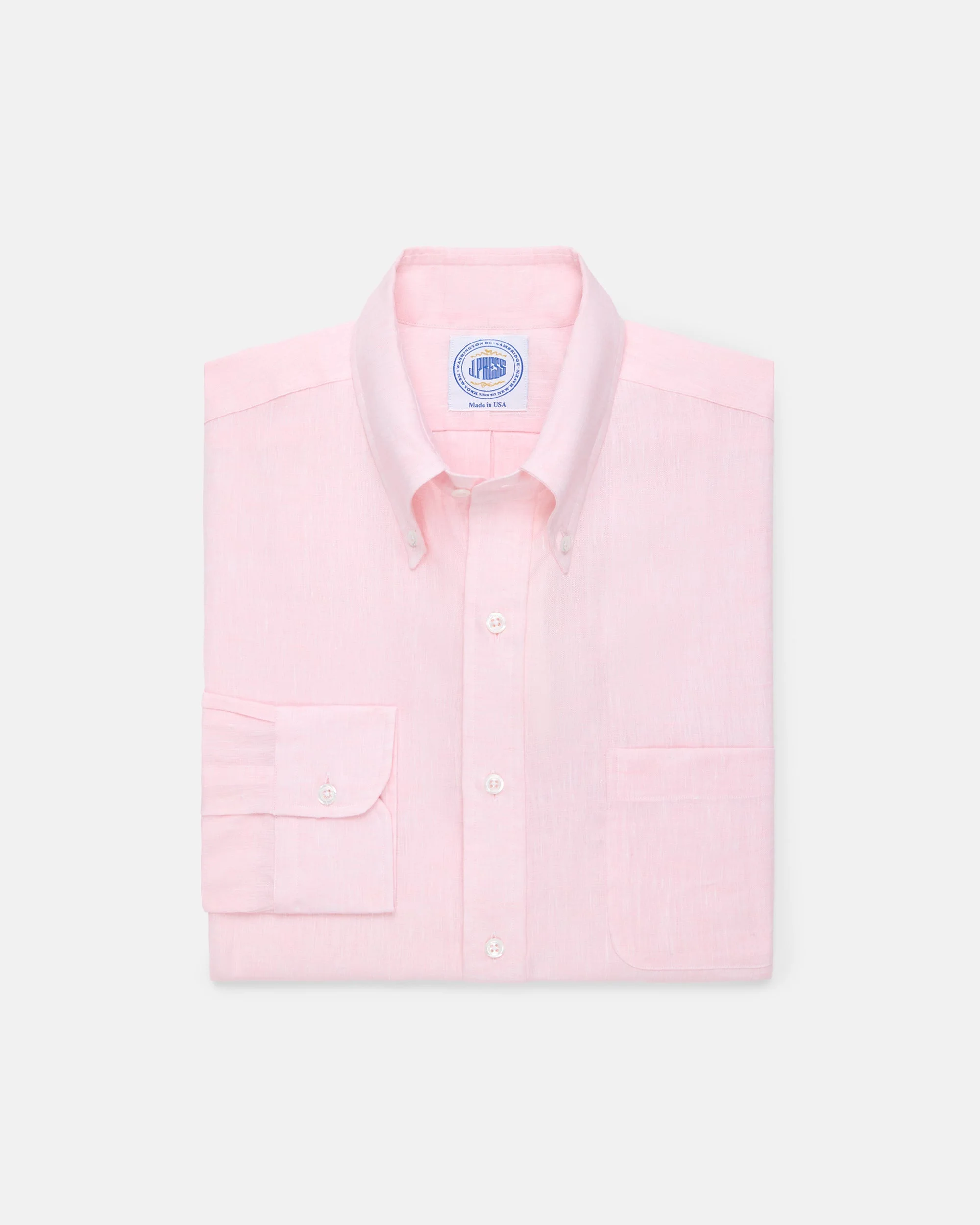MADE-IN-USA THOMAS MASON PINK LINEN SHIRT - 1