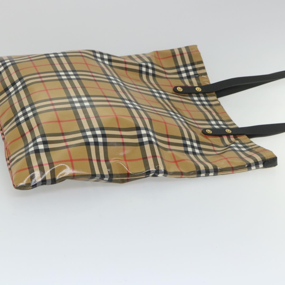 Burberry Nova Check Tote Bag Coated Canvas Beige Black - 4